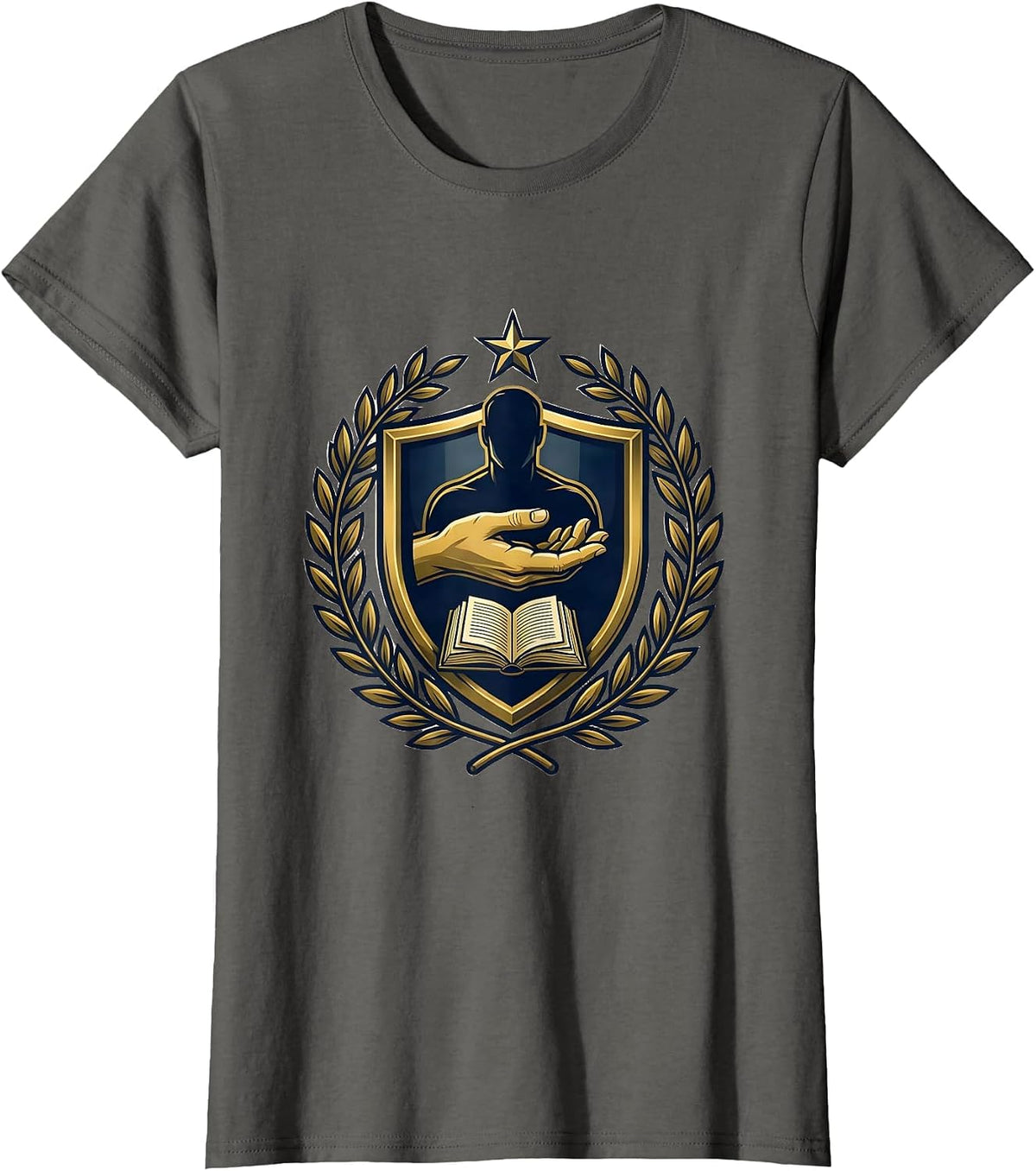 Women's Paraprofessional Supportive Hand Graphic Design T-Shirt - Asphalt Grey