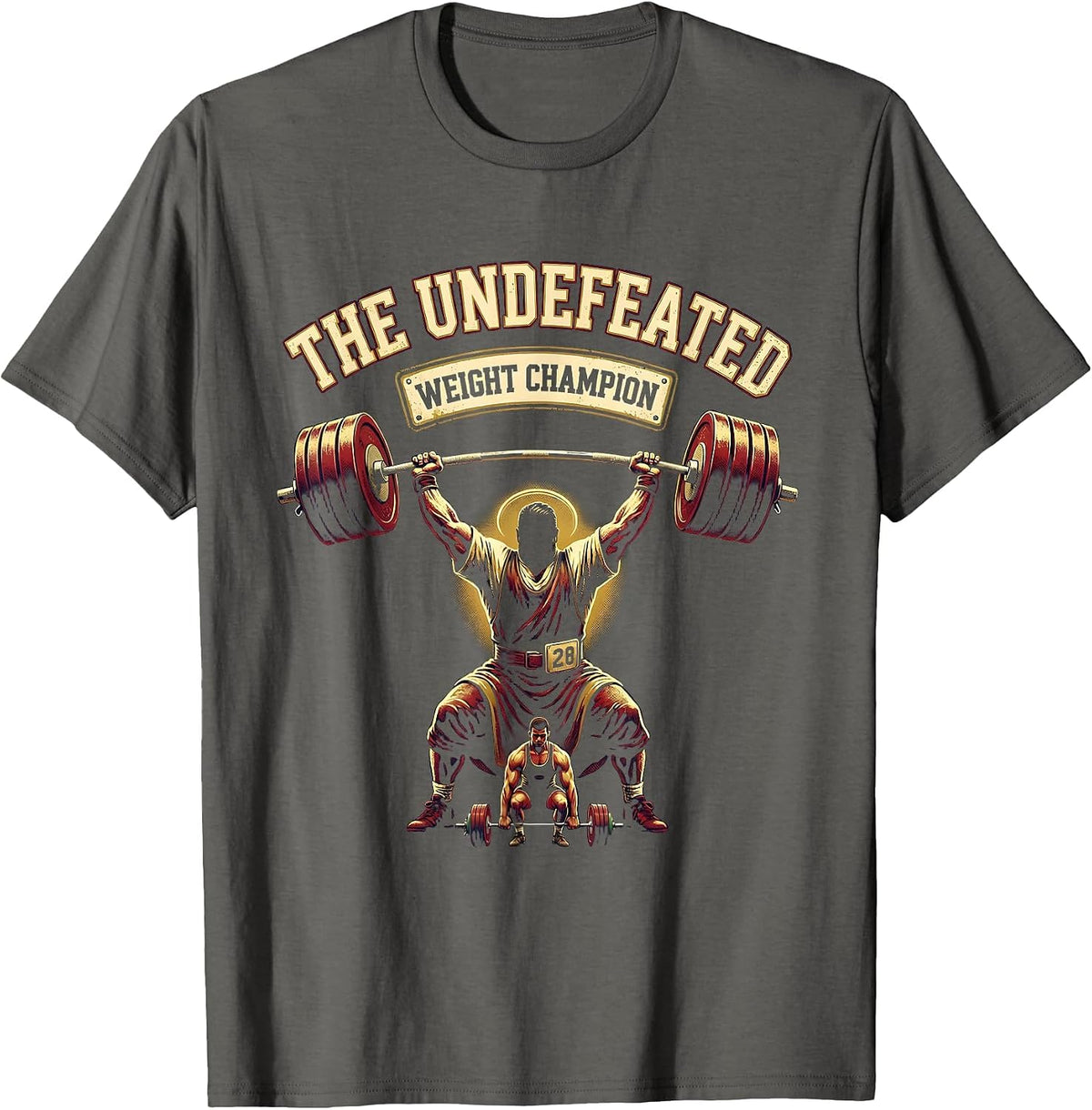 Men's The Undefeated Weight Champion Christian Gym Faith Workout T-Shirt - Asphalt Grey