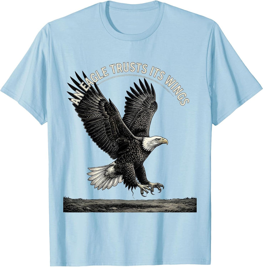 Men's An Eagle Trusts Its Wings Patriotic Eagle Wildlife Design T-Shirt - Baby Blue