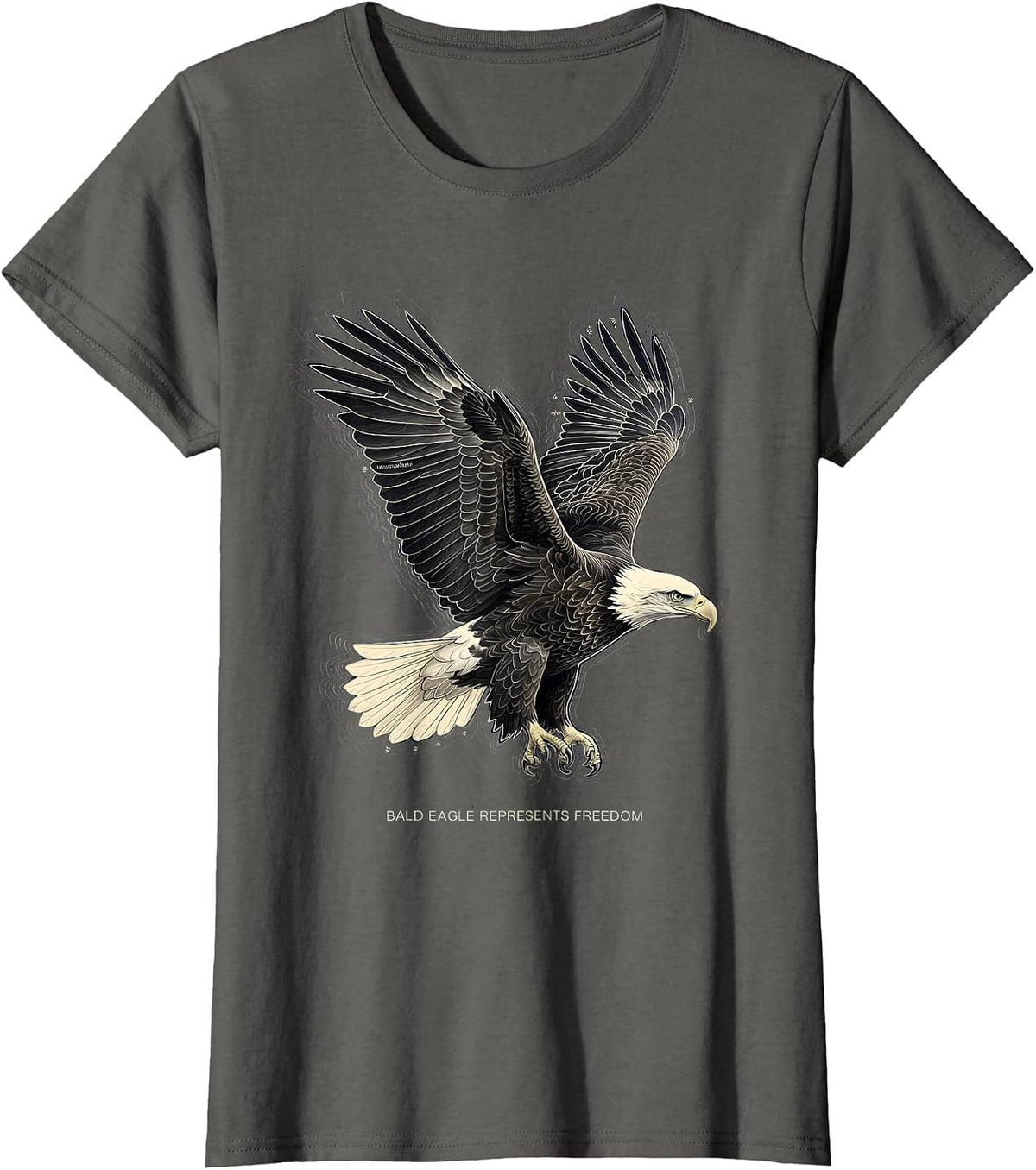 Women's Bald Eagle Represents Freedom Patriotic Wildlife Bird Nature T-Shirt - Asphalt Grey