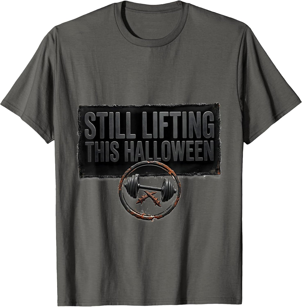 Men's Still Lifting This Halloween Funny Gym Workout Lifting Pun T-Shirt - Asphalt Grey