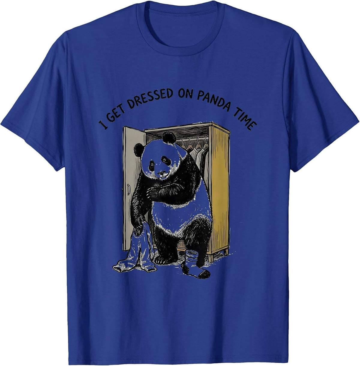 Men's I Get Dressed On Panda Time Funny Panda Animal Humor Gift T-Shirt - Royal Blue