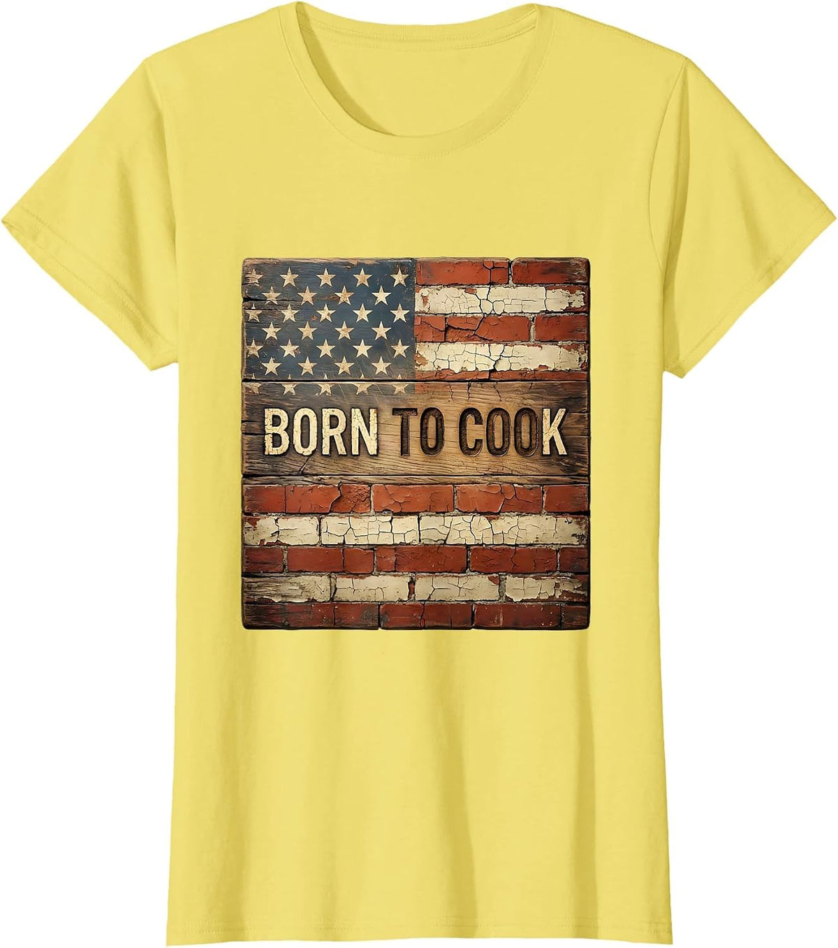 Born to Cook Chef Graphic Design T-Shirt - Lemon Yellow