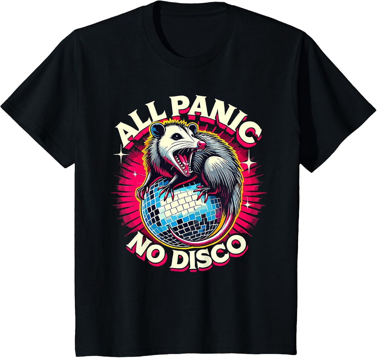 All Panic No Disco Opossum Funny Screaming Possum T-Shirt - Black