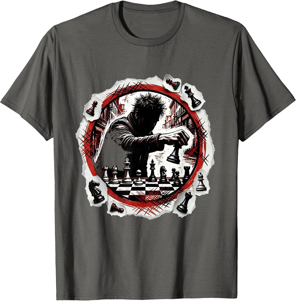 Men's New York Park Chess Player Graphic T-Shirt - Asphalt Grey