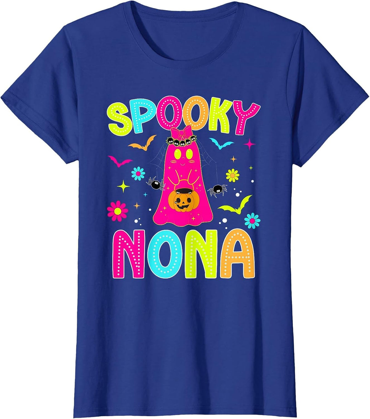 Spooky Nona Grandma Halloween Nona Grandmother Preppy T-Shirt - Royal Blue