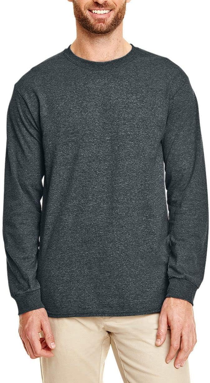 JustBlanks Mens DryBlend 5.5-Ounce 50 Cotton/50 Poly Long Sleeve T-Shirt Double Needle Neck Rib Knit Cuffs Taped Neck for