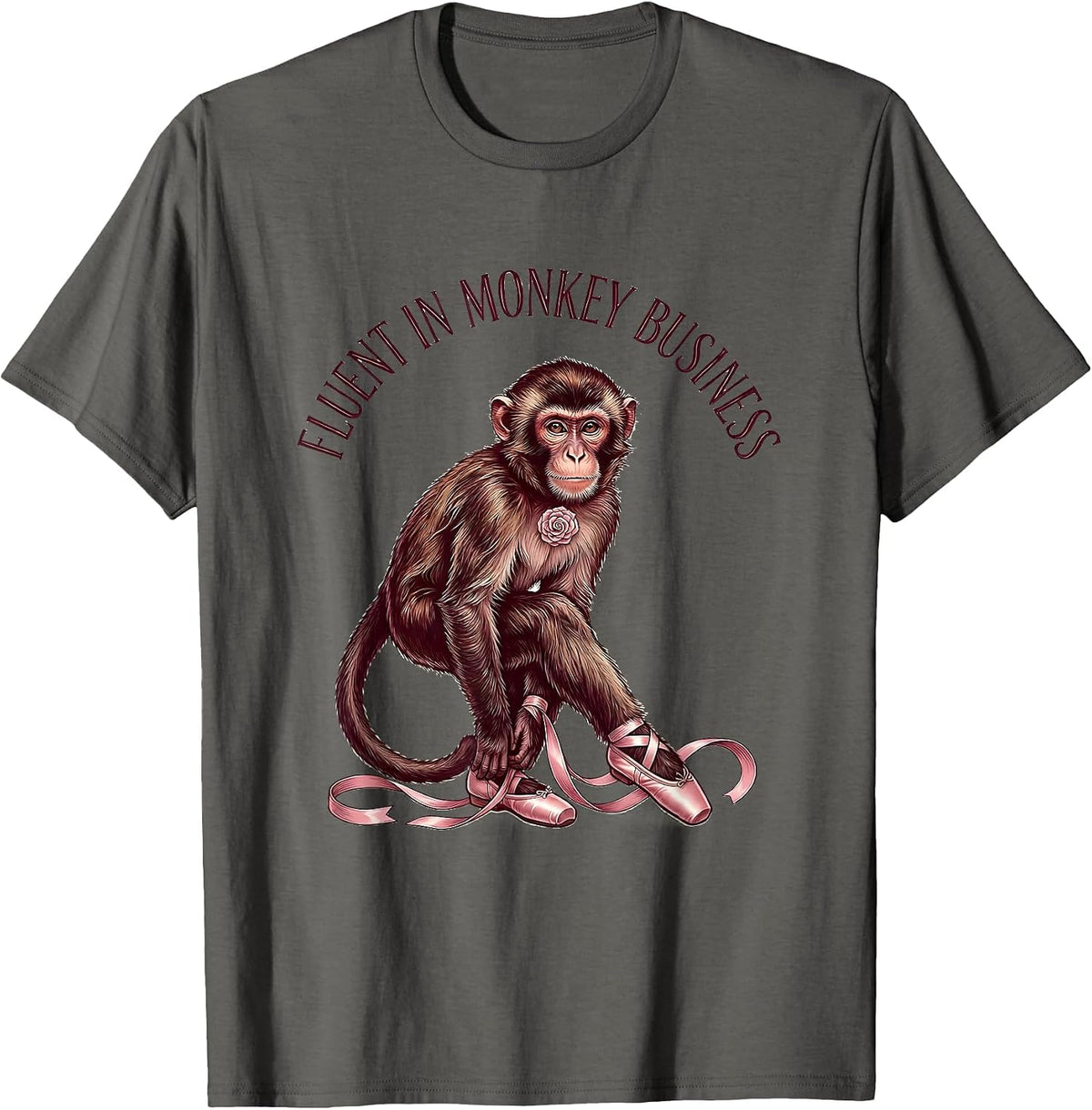 Men's Fluent In Monkey Business Funny Monkey Design T-Shirt - Asphalt Grey