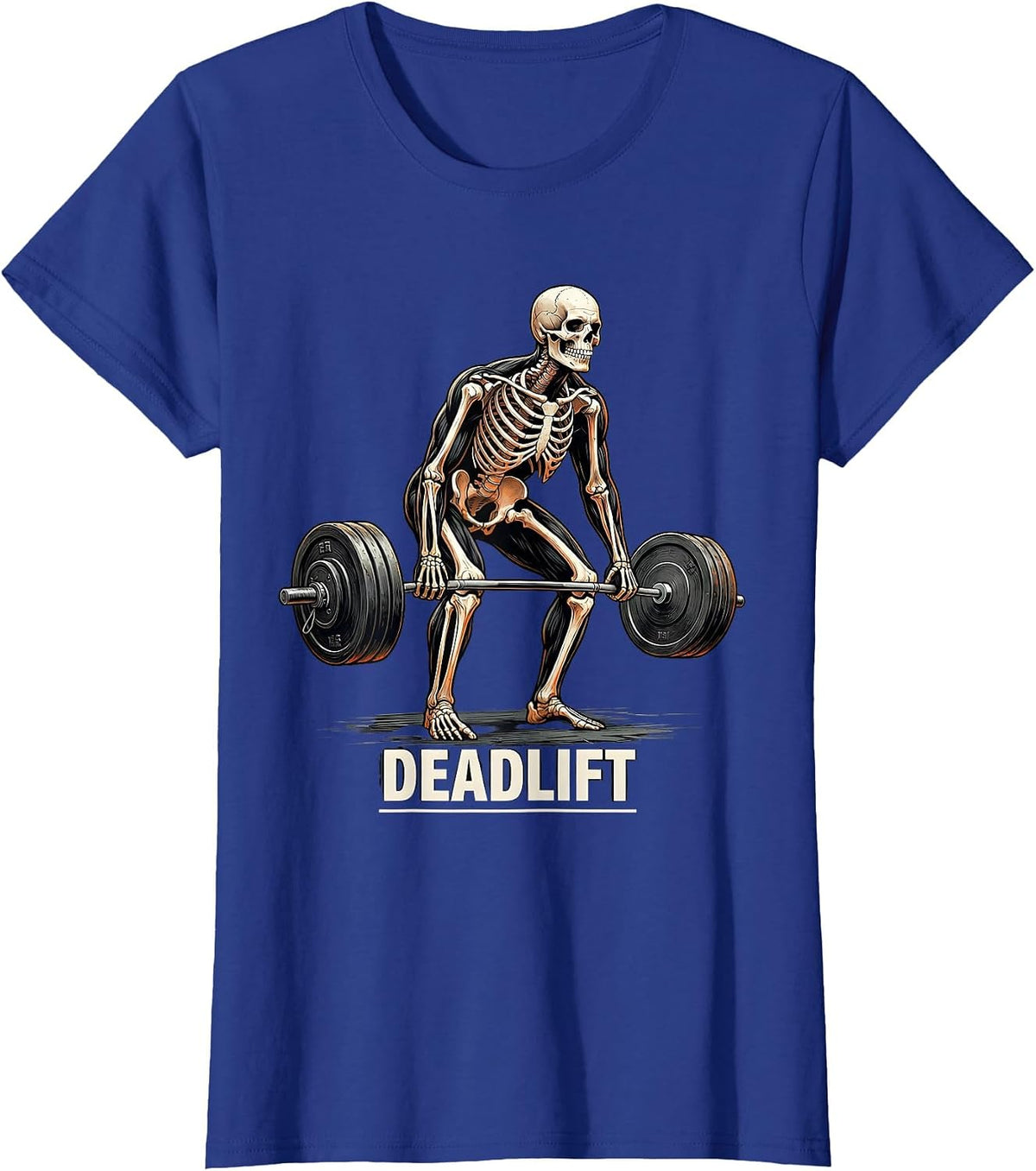 Women's Deadlift Horror Skeleton Gym Workout Halloween Humor T-Shirt - Royal Blue