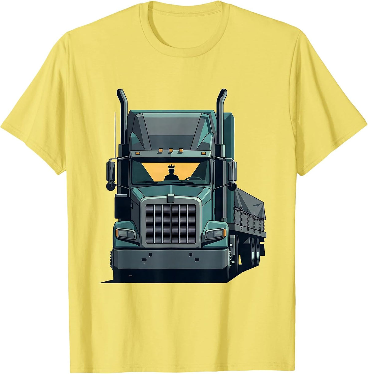 Men's Semi Trucker Flatbed Driver Humor T-Shirt - Lemon Yellow