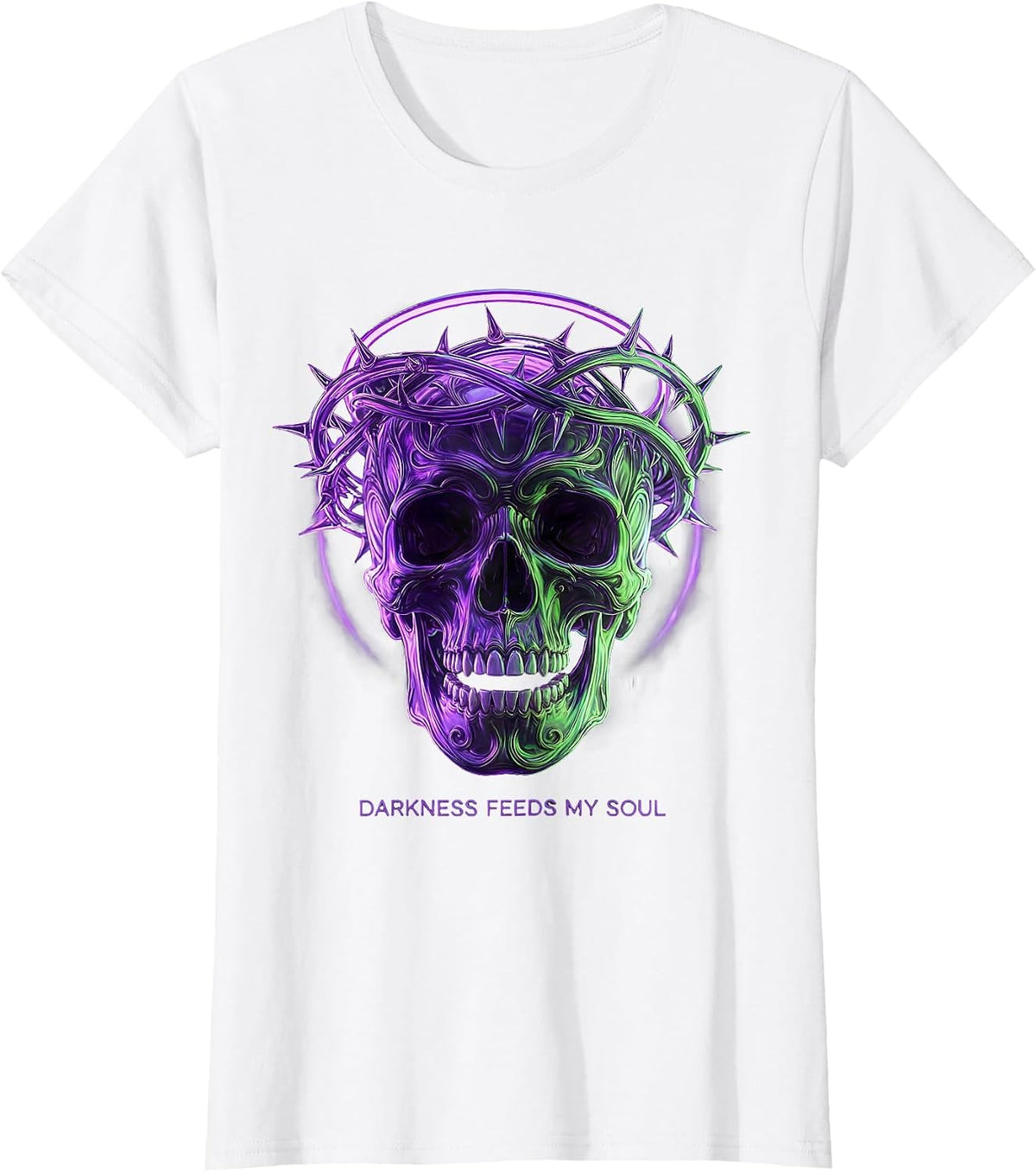 Darkness Feeds My Soul Gothic Design T-Shirt - White