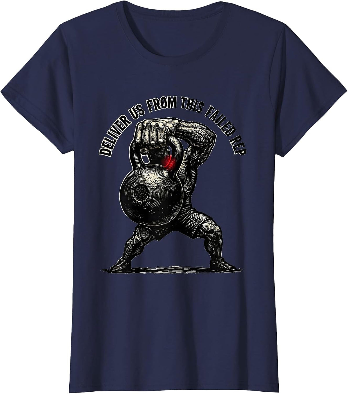 Women's Deliver Us From This Failed Rep Christian Gym Weightlifting T-Shirt - Navy Blue
