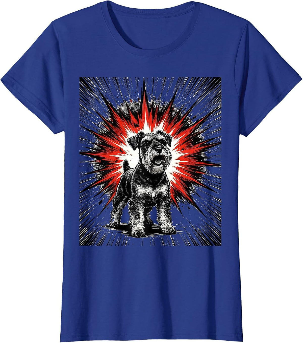 Women's Miniature Schnauzer Comic Book Dog Lover Gift T-Shirt - Royal Blue