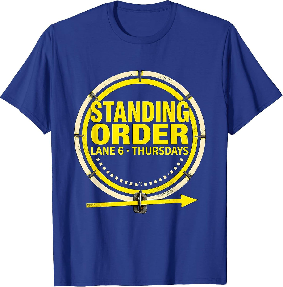 Standing Order: Lane 6, Thursdays Funny Bowling Bowler T-Shirt - Royal Blue