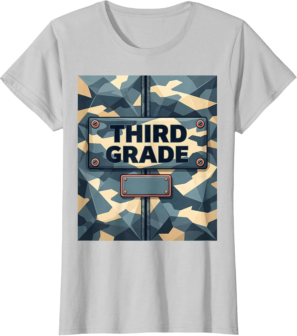 Third Grade Camo Back To School Boys Grade Badge T-Shirt - Silver Grey