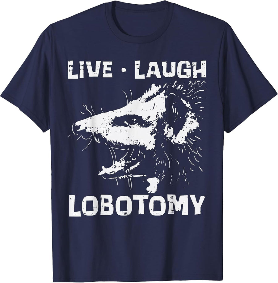 Opossum Live Love Lobotomy Possum Street Trash Cat Men Women T-Shirt - Navy Blue