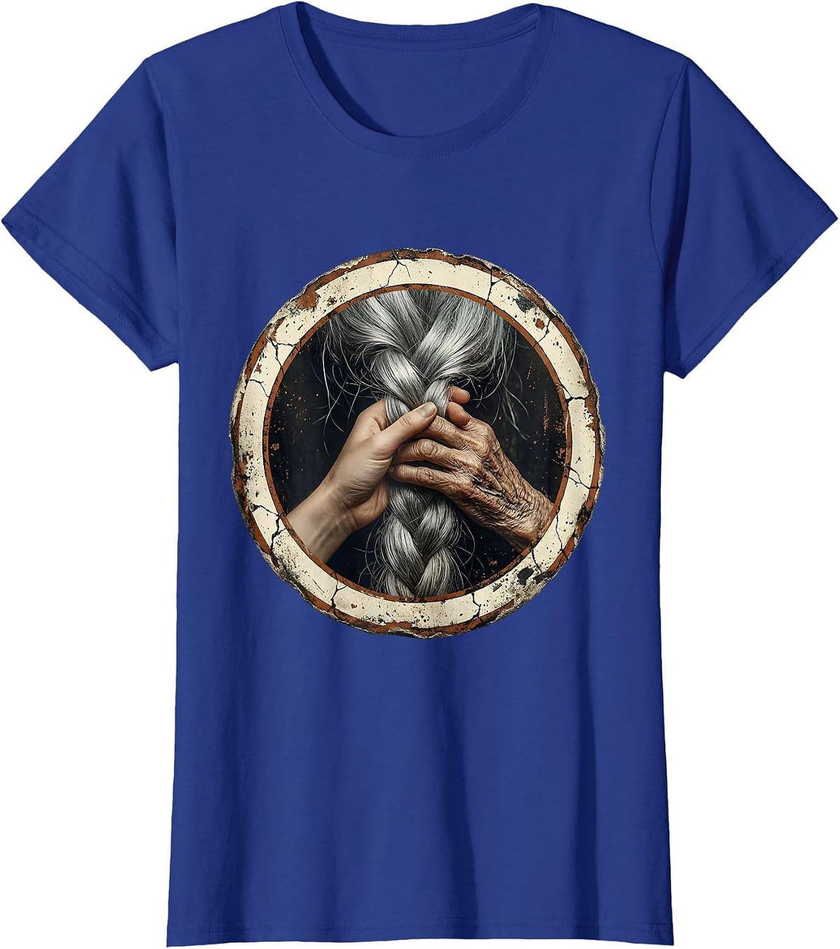 Women's Caregiver Braiding Elderly Woman's Hair Graphic T-Shirt - Royal Blue