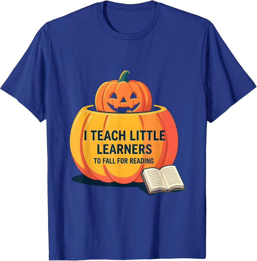 I Teach Little Learners To Fall For Reading Teacher T-Shirt - Royal Blue