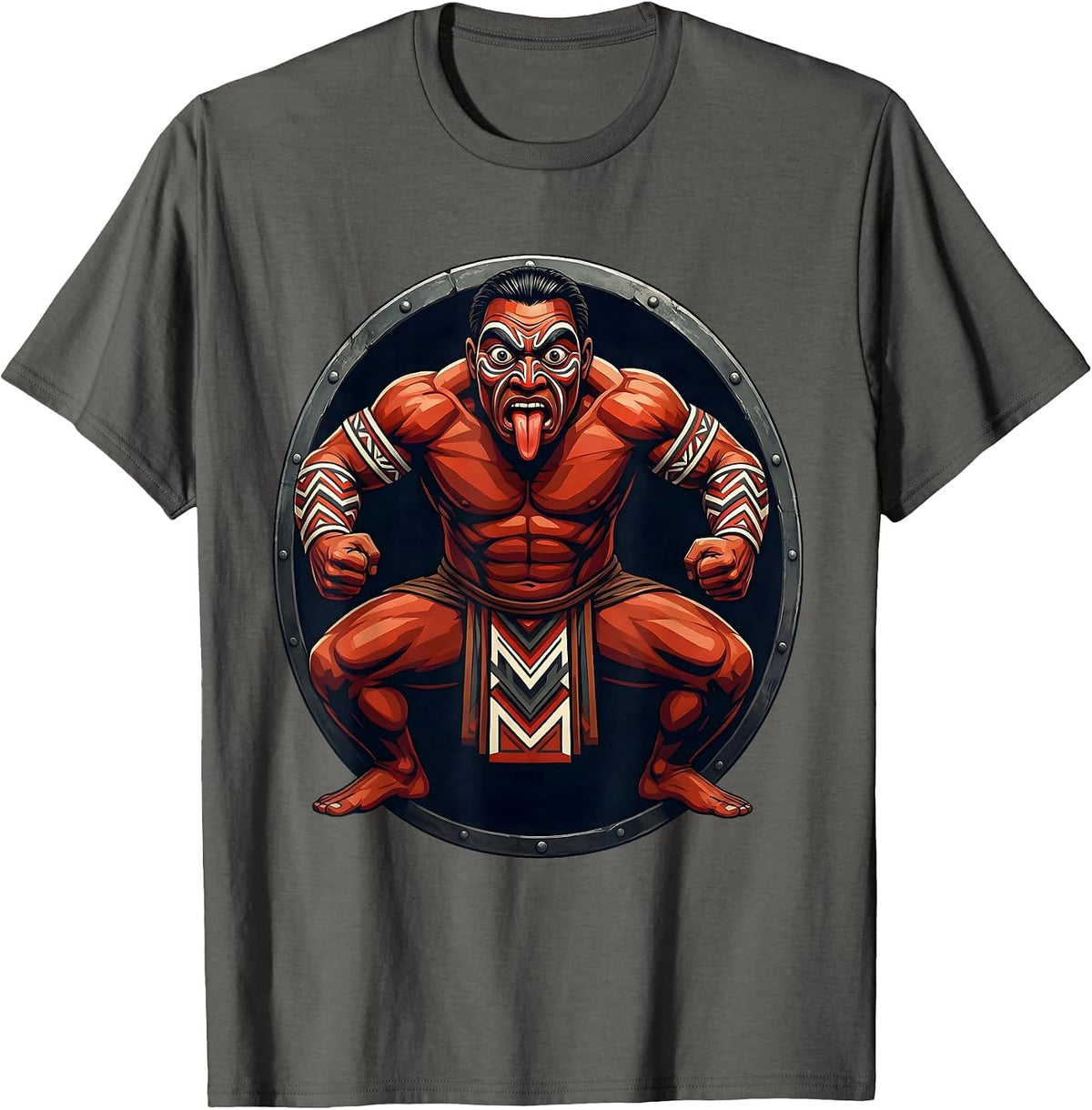 Haka Warrior Fierce Stance Rugby Graphic T-Shirt - Asphalt Grey