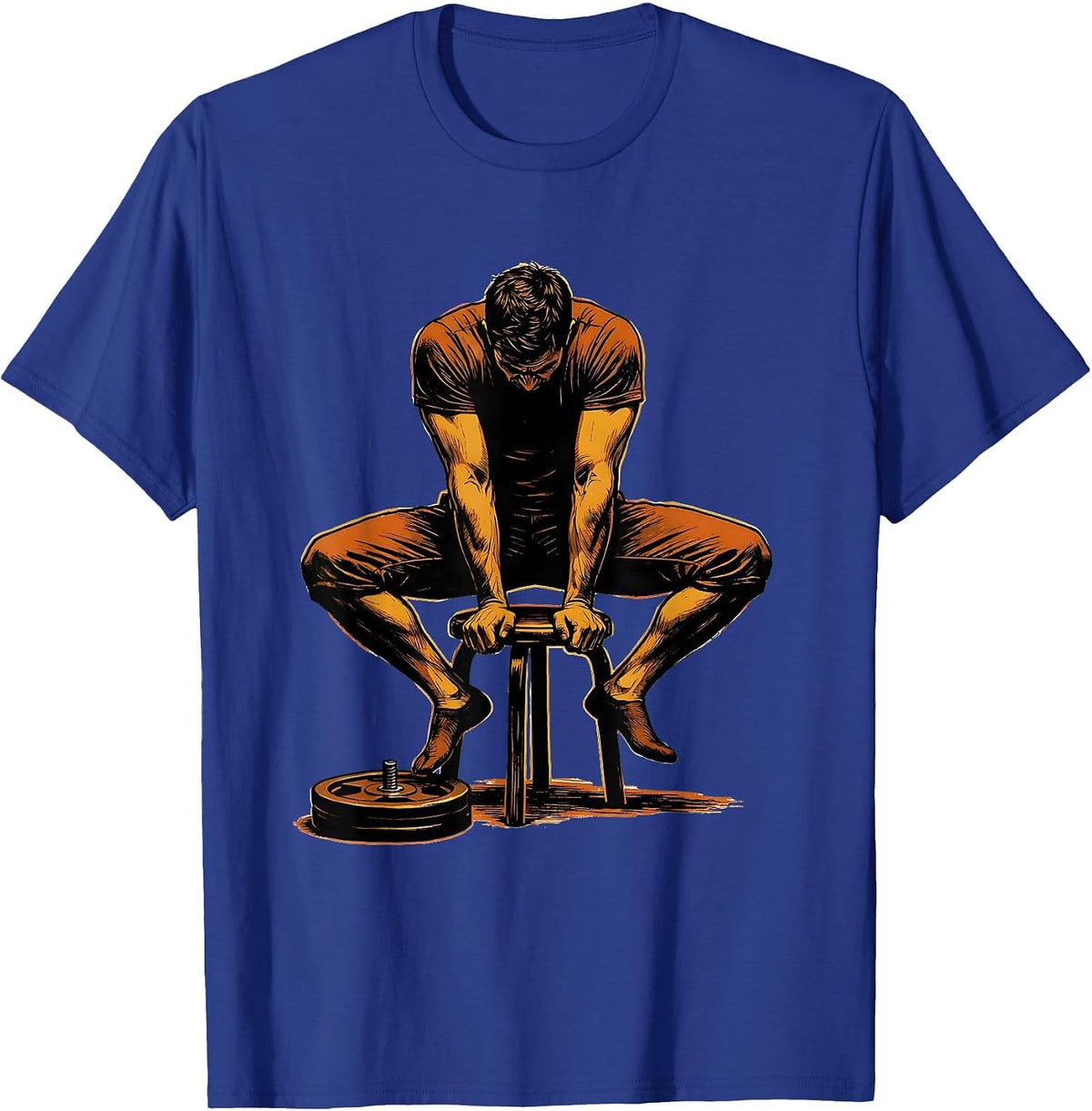 Men's Low Stomp Weight Plate Gym Humor Fitness T-Shirt - Royal Blue