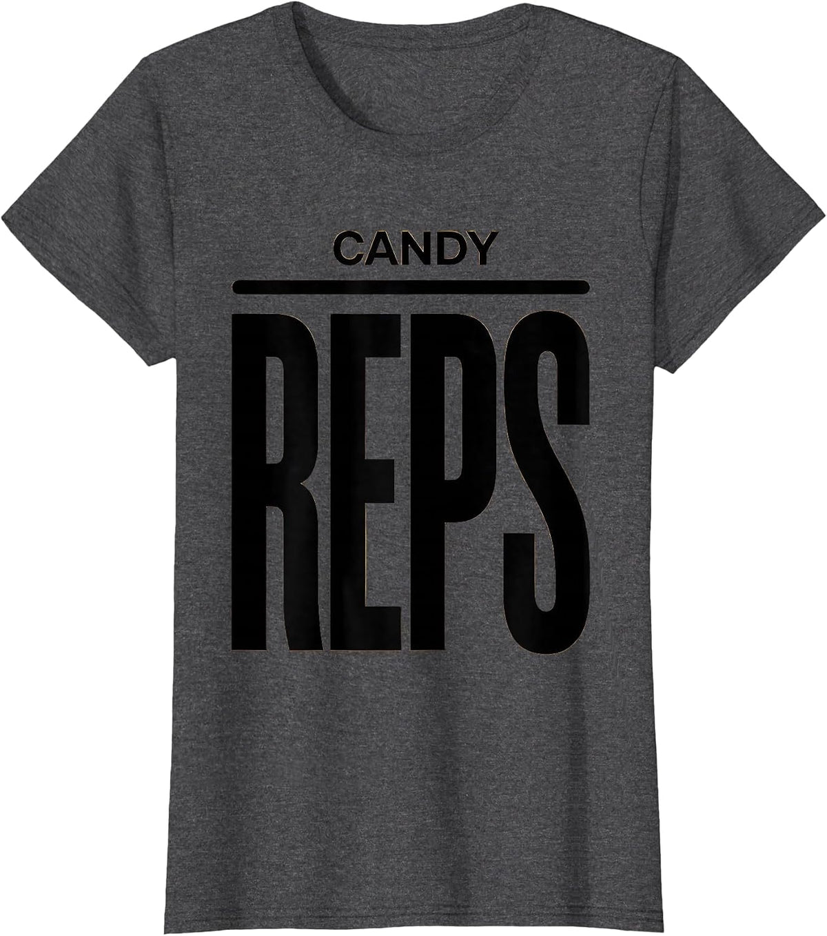 Women's Candy Reps Funny Halloween Gym Workout Lifting Pun T-Shirt - Dark Heather Grey