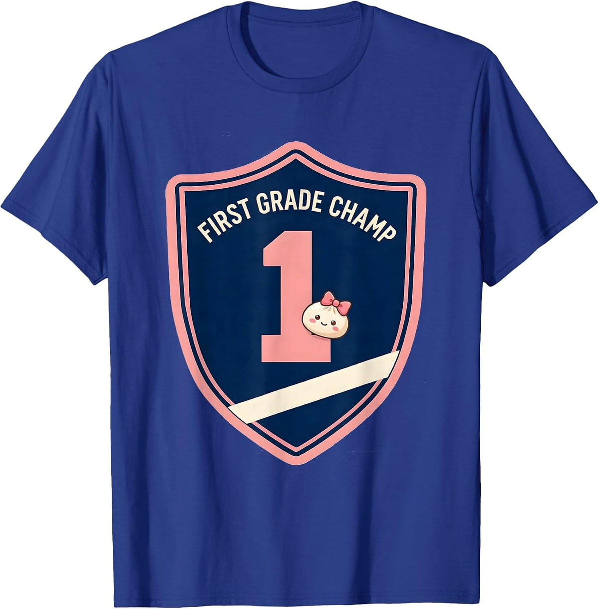 First Grade Champ Cute Dumpling Back to School Girl Teacher T-Shirt - Royal Blue