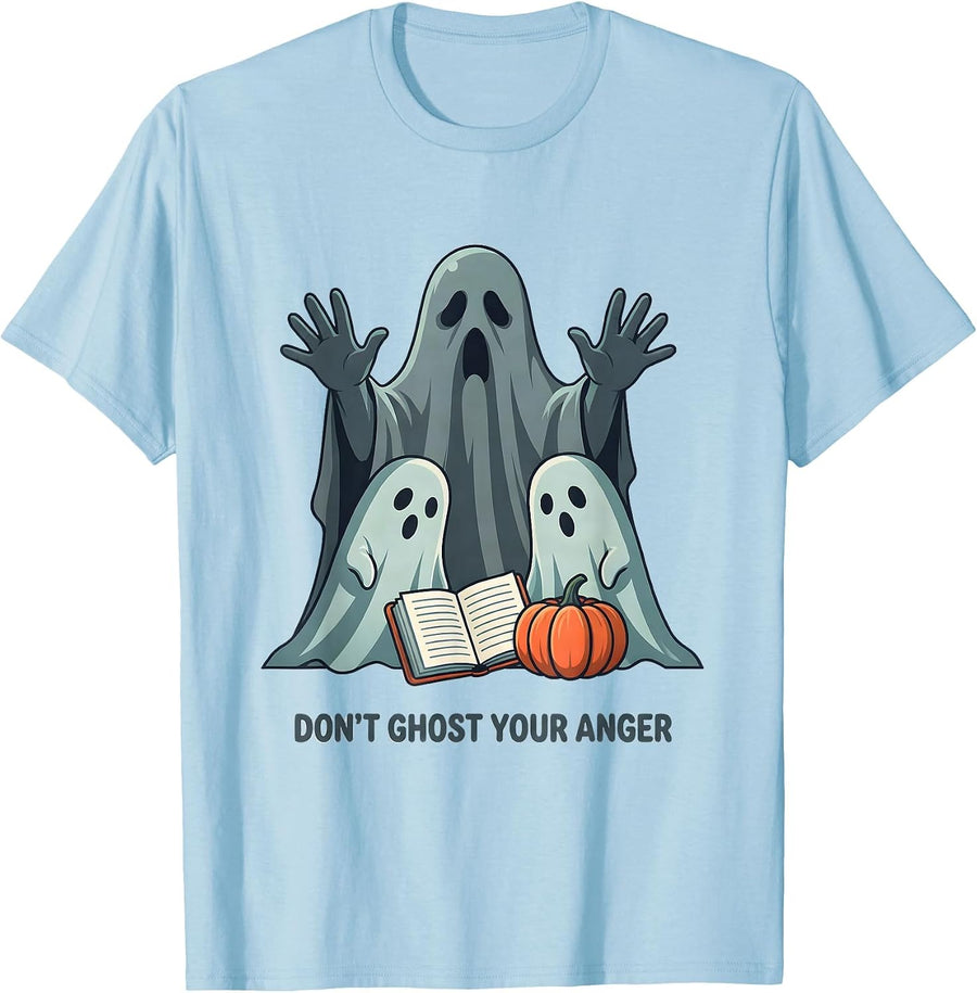 Men's Don't Ghost Your Anger Halloween Mental Health Awareness T-Shirt - Baby Blue