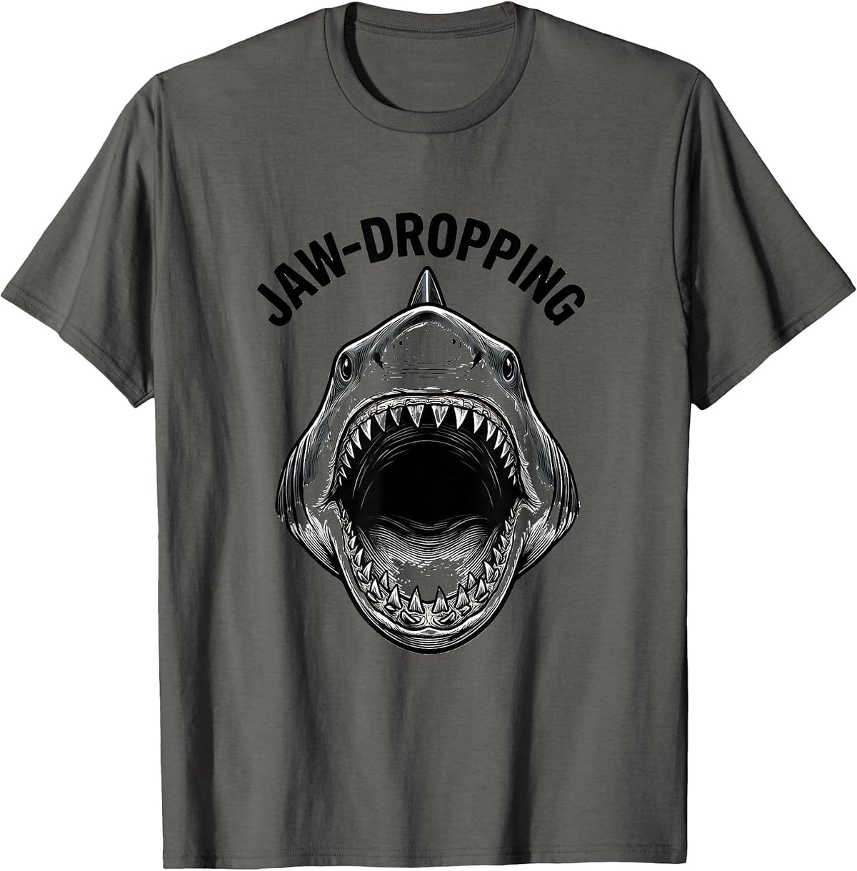 Men's Jaw-Dropping Funny Shark Jaw Halloween Costume T-Shirt - Asphalt Grey