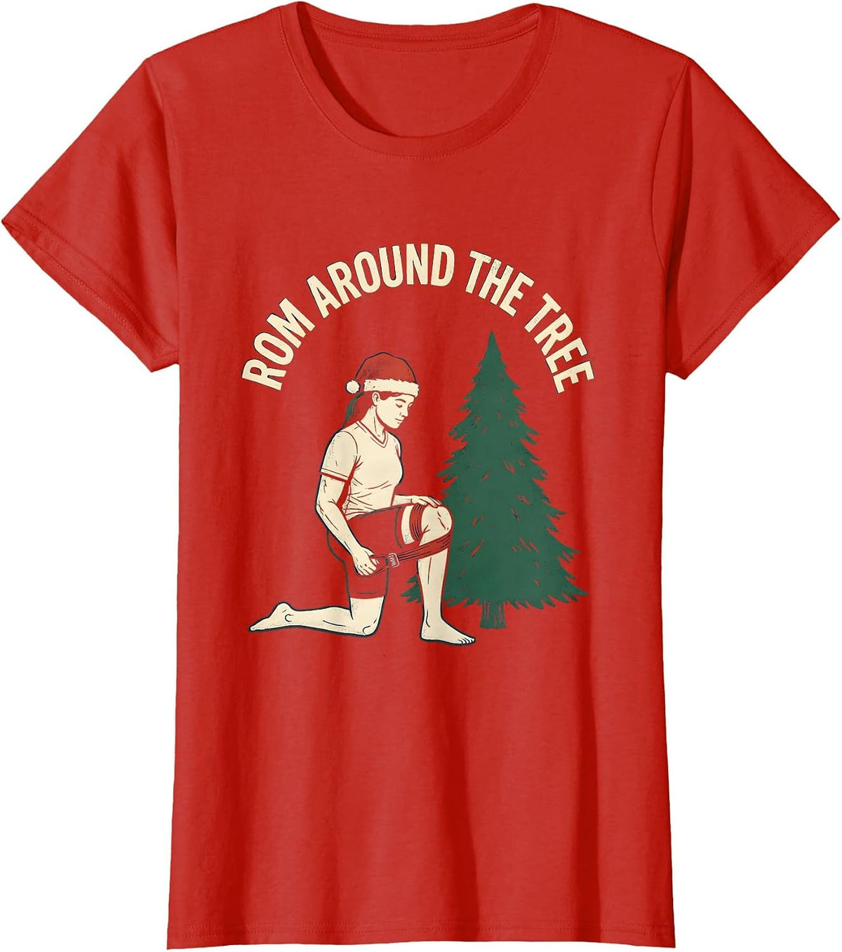 ROM Around The Tree Vintage Physical Therapist Christmas T-Shirt - Red