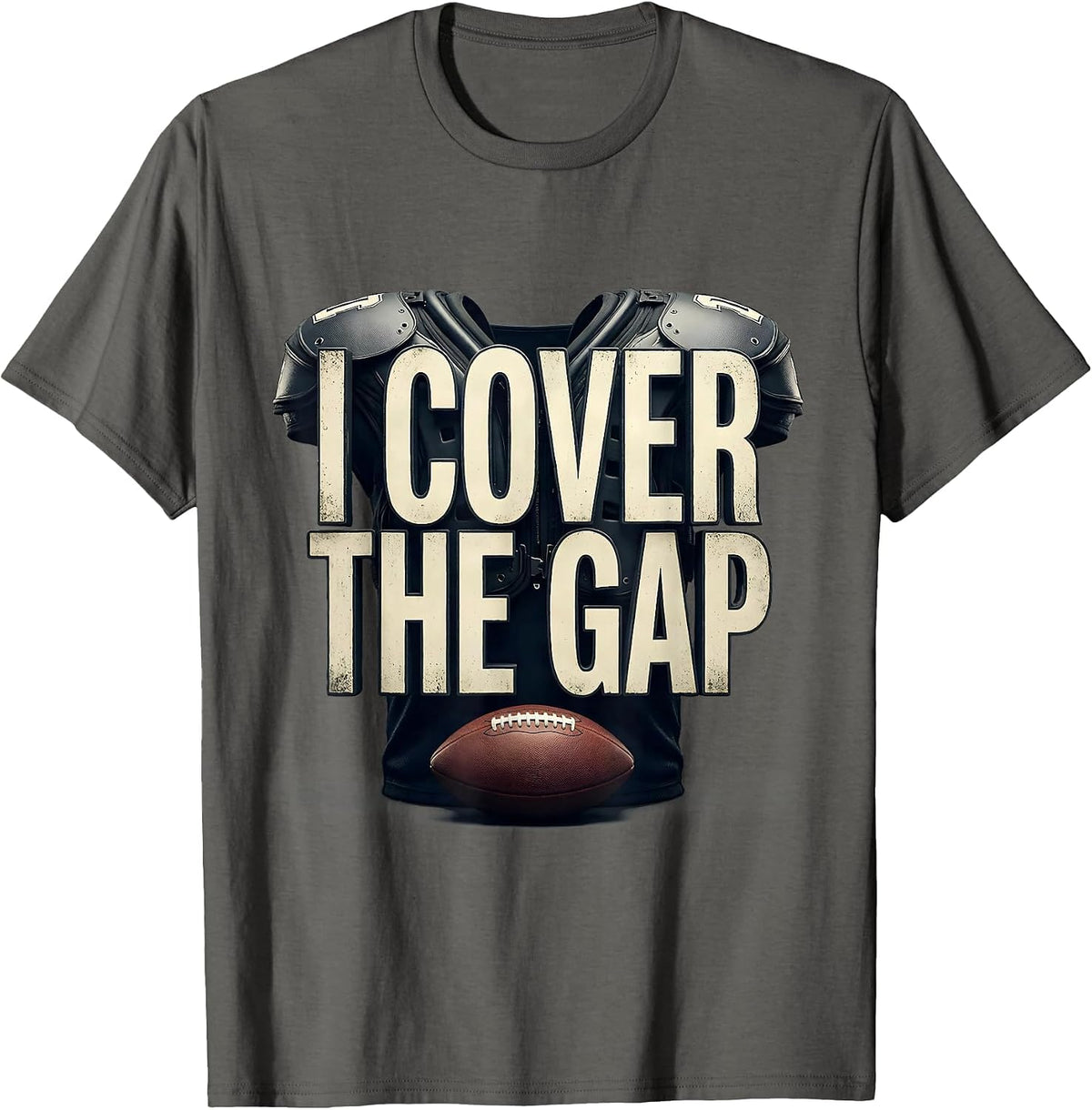 Men's I Cover The Gap Funny Football Lineman Humor T-Shirt - Asphalt Grey