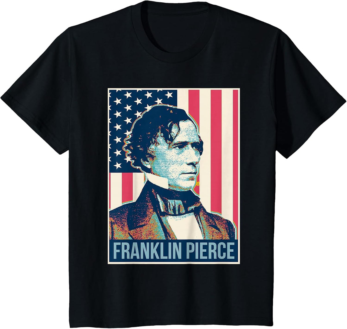Franklin Pierce President US Flag Shirt T-Shirt - Black