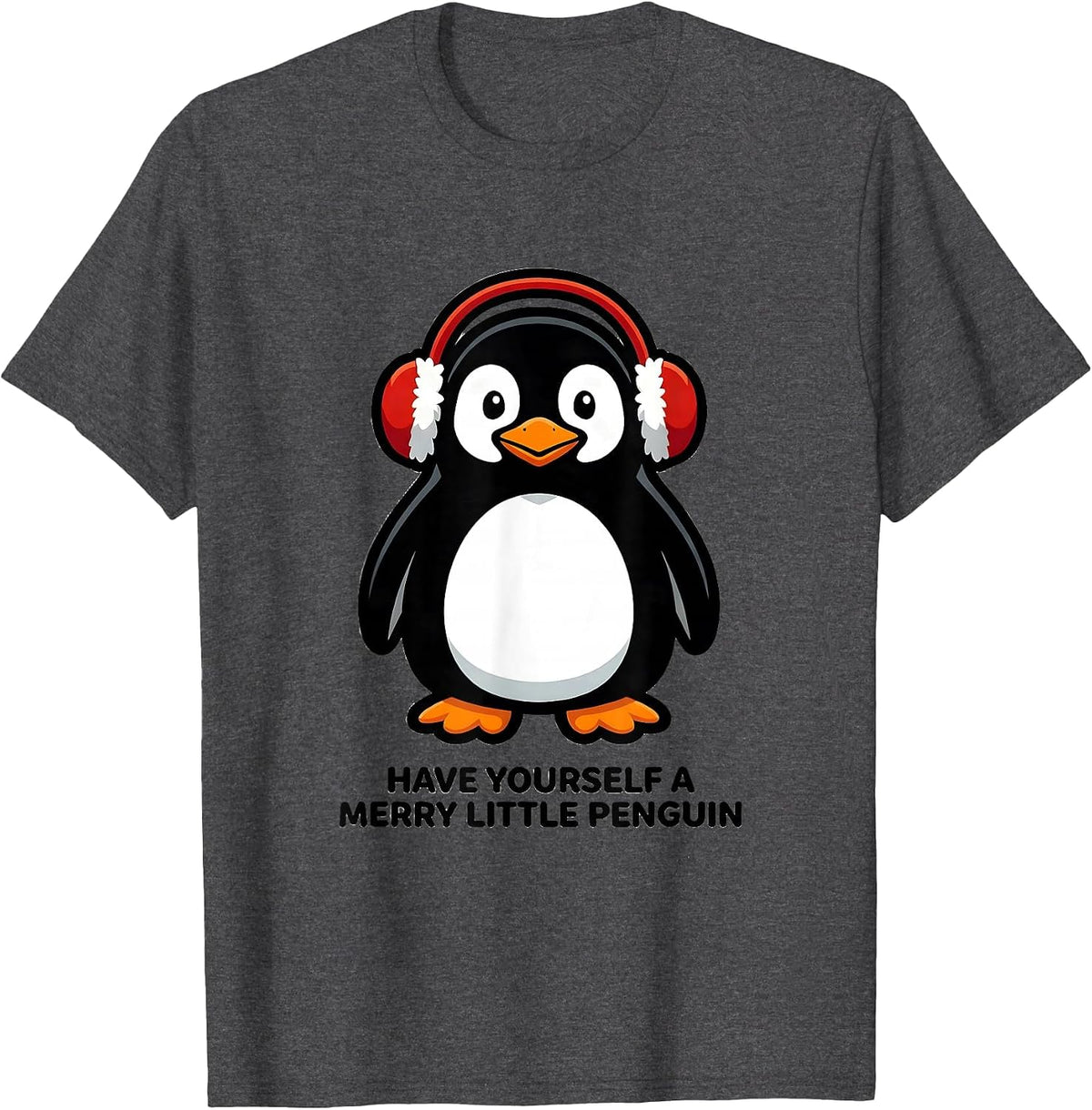 Men's Have Yourself A Merry Little Penguin Funny Penguin Lover T-Shirt - Dark Heather Grey