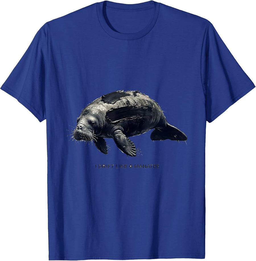 I Drift Like A Manatee Funny Manatee Lover Sea Animal Humor T-Shirt - Royal Blue