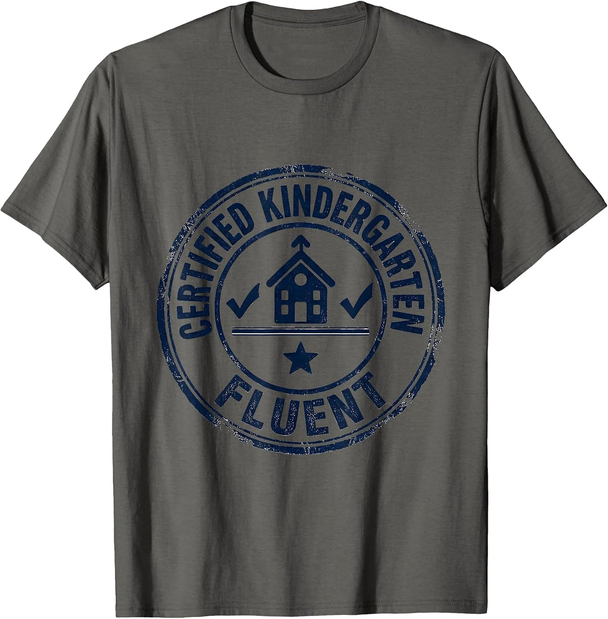 Certified Kindergarten Fluent Funny Teacher Humor T-Shirt - Asphalt Grey