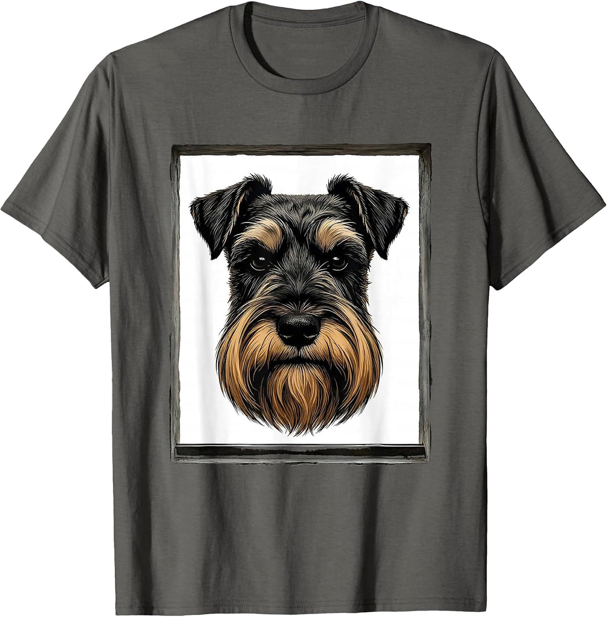 Miniature Schnauzer Minimalist Dog Owner Vintage Retro T-Shirt - Asphalt Grey