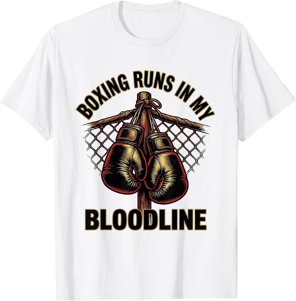 Men's Boxing Runs In My Bloodline Tattoo Boxing Fan Gift T-Shirt - White