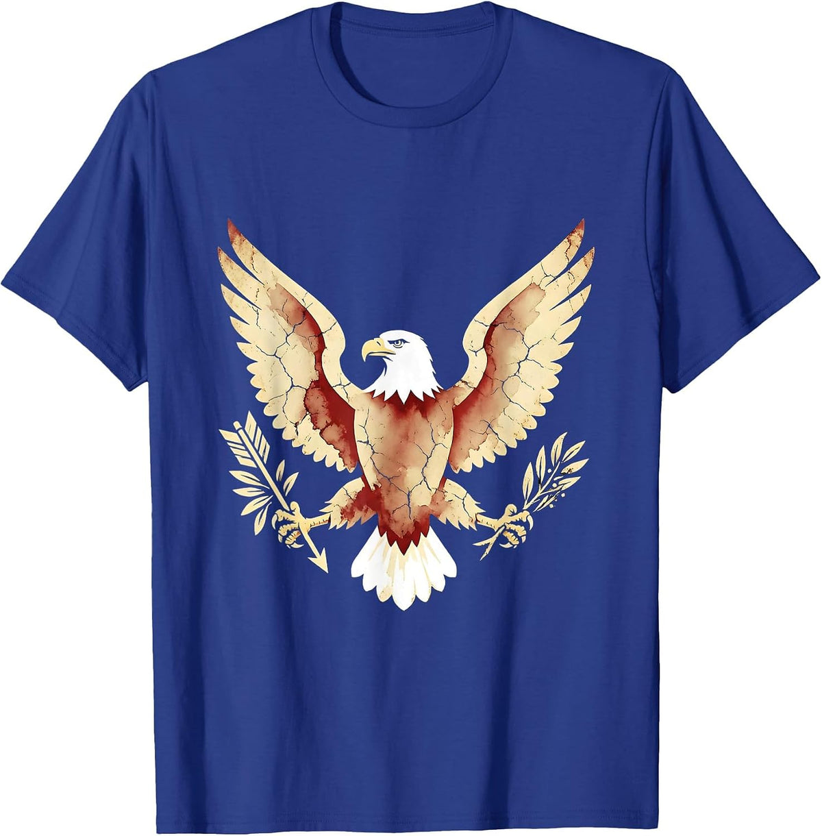 God Bless America Bald Eagle Patriotic Graphic T-Shirt - Royal Blue