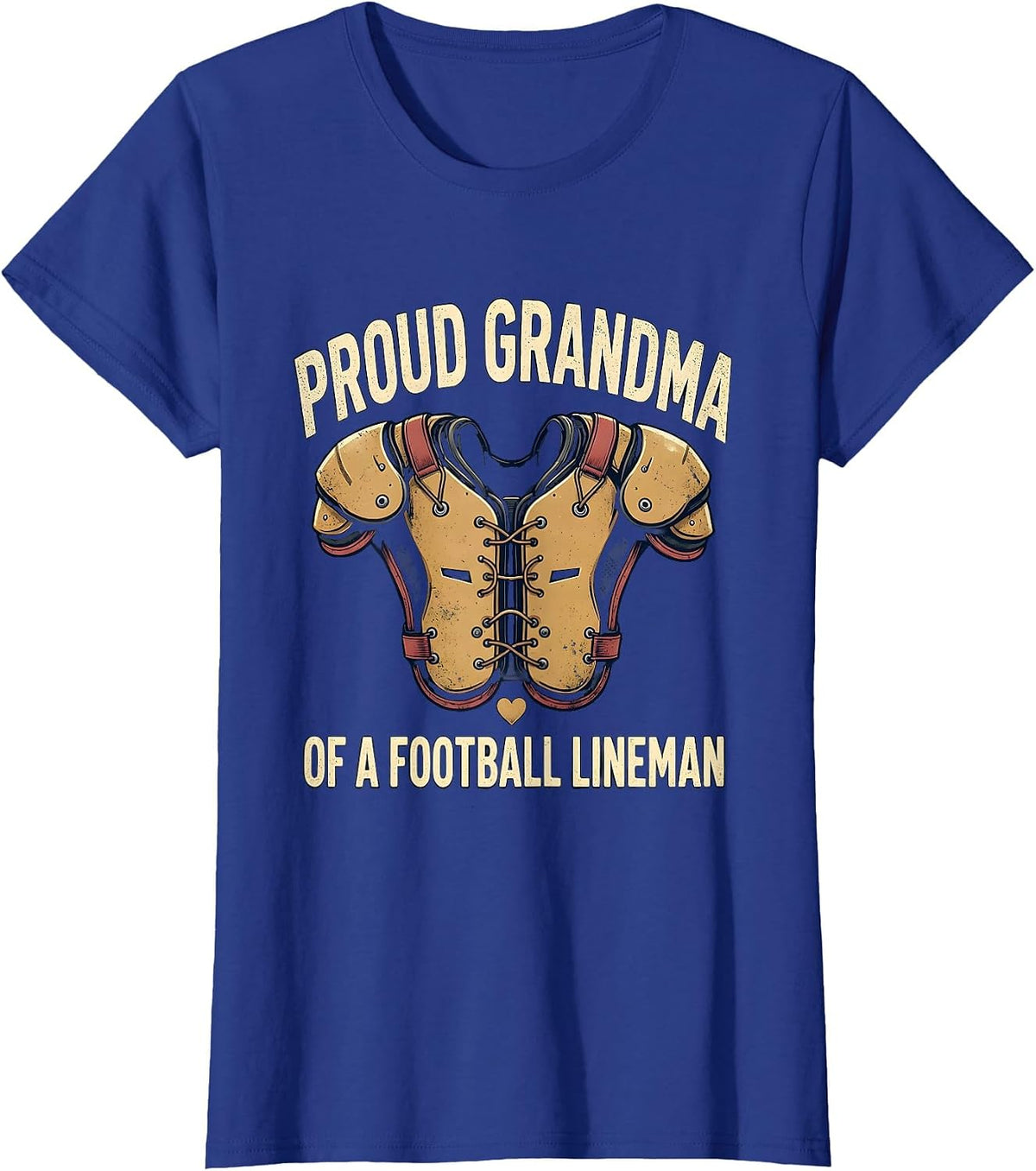Women's Proud Grandma of a Football Lineman Vintage Family Fan Pride T-Shirt - Royal Blue