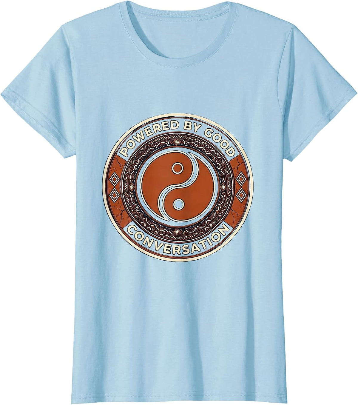 Women's Powered by Good Conversation Graphic Design T-Shirt - Baby Blue