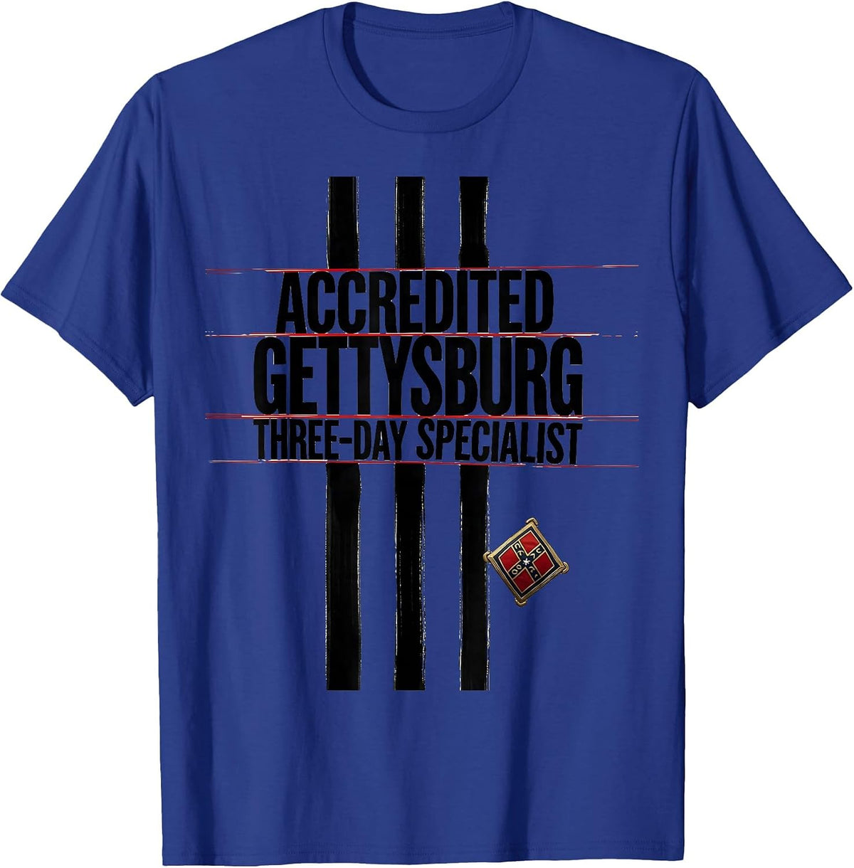 Men's Accredited Gettysburg Three-Day Specialist History Buff T-Shirt - Royal Blue