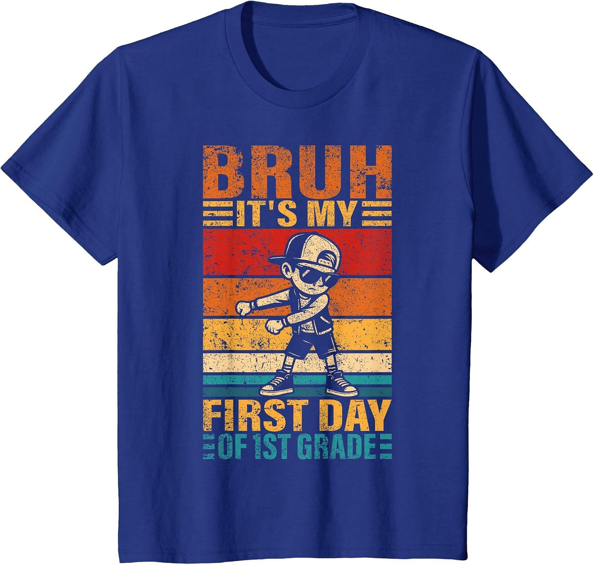 First Grade Flossing Boy Bruh It's My First Day of 1st Grade T-Shirt - Royal Blue