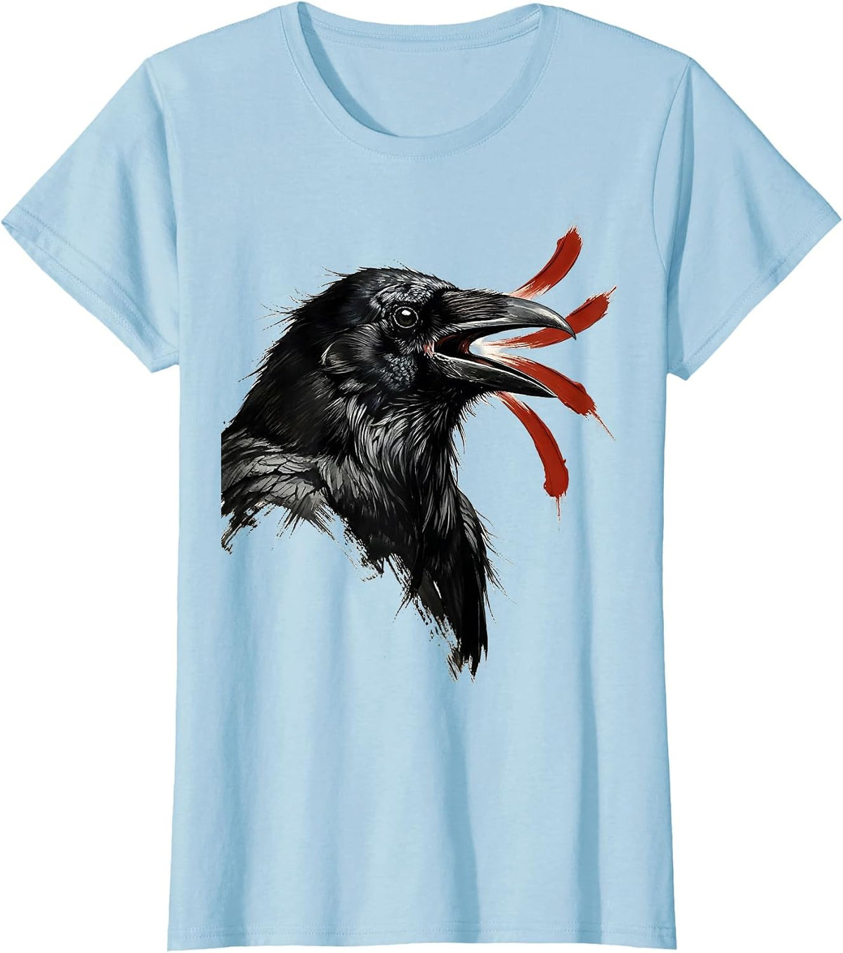 Crow Ink Brush Dark Humor Gothic Bird Lover Gift T-Shirt - Baby Blue