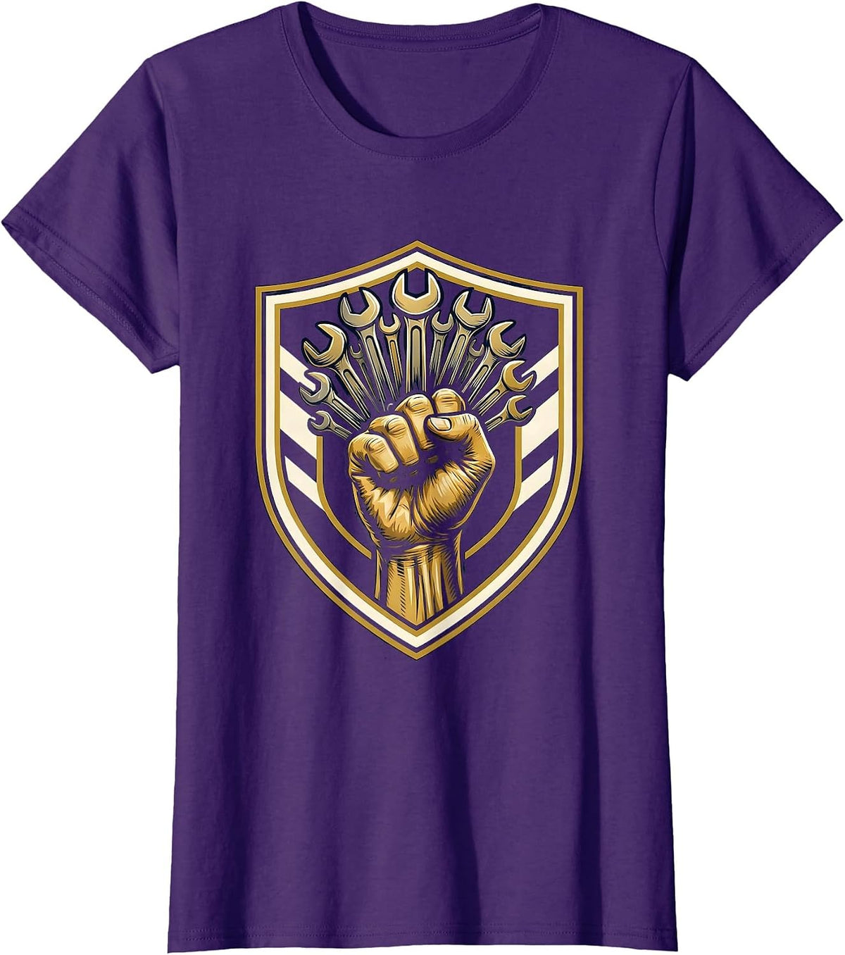 Women's Calloused Fist Wrenches Blue Collar Worker Graphic T-Shirt - Purple