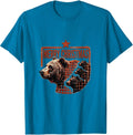 Merry Christmas Rubber Stamp Bear Family Buffalo Plaid T-Shirt - Sapphire Blue
