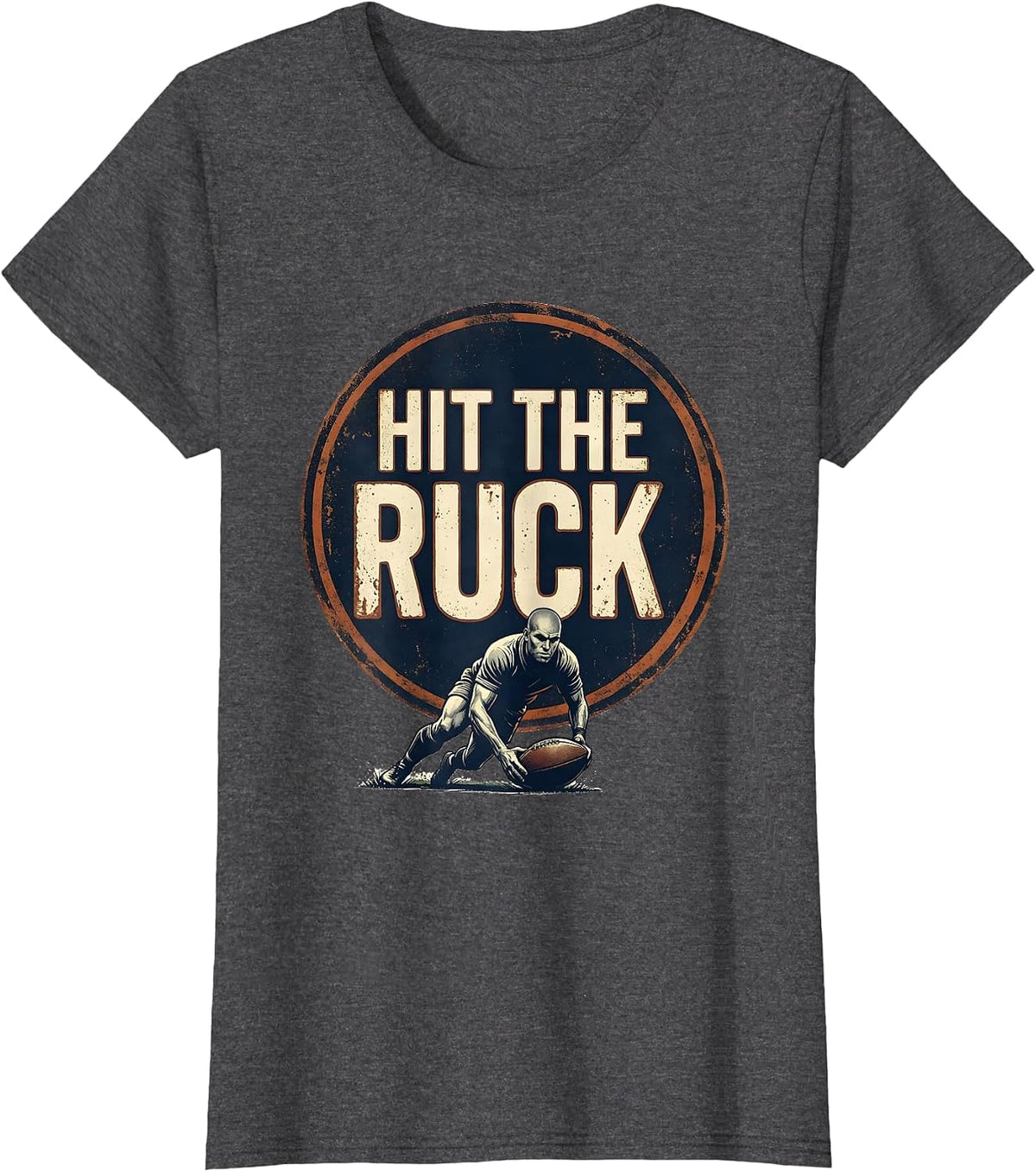 Women's Hit The Ruck Vintage Rugby Player Coach Fan Humor T-Shirt - Dark Heather Grey