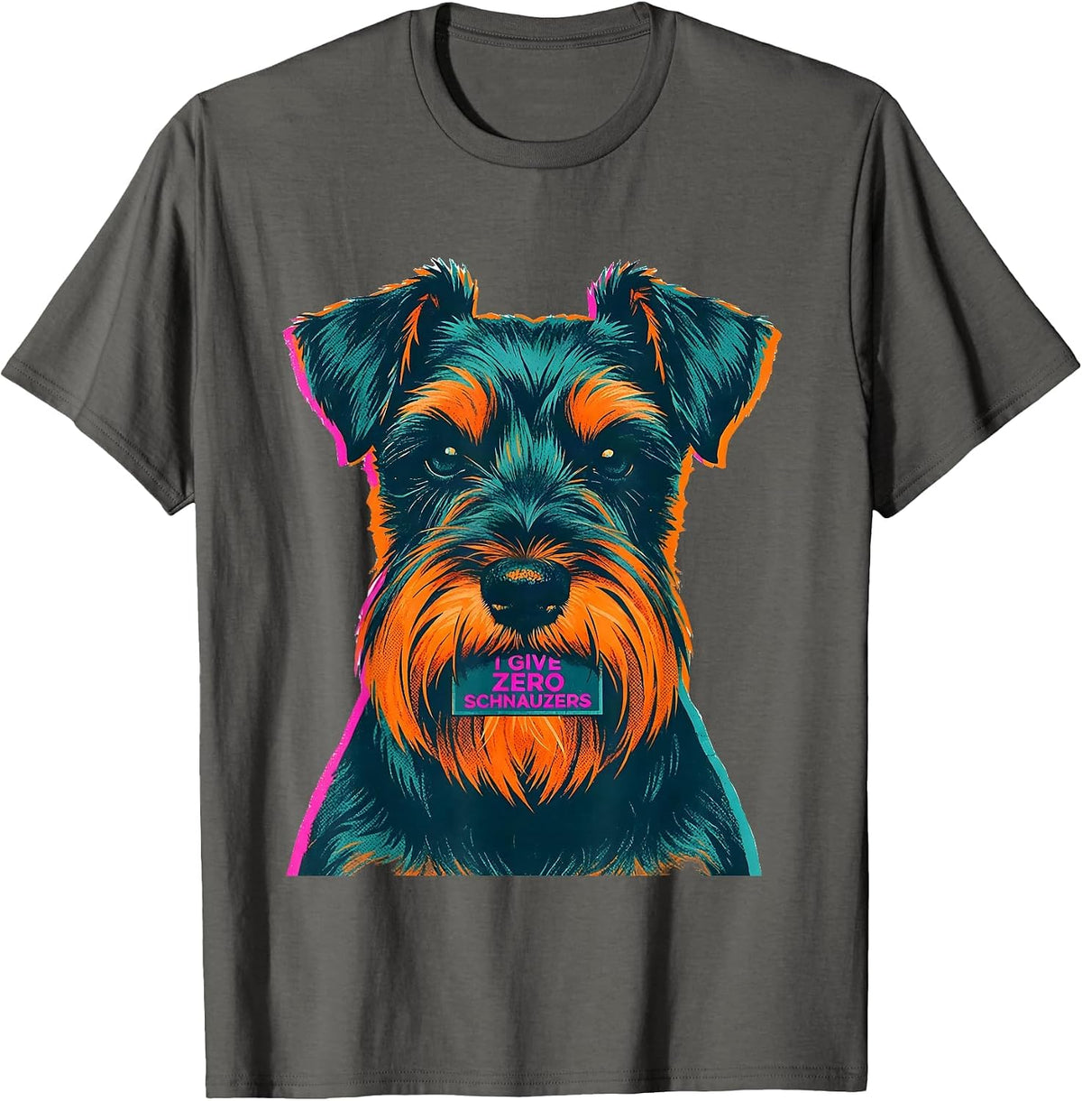 I Give Zero Schnauzers Funny Miniature Schnauzer Lover T-Shirt - Asphalt Grey