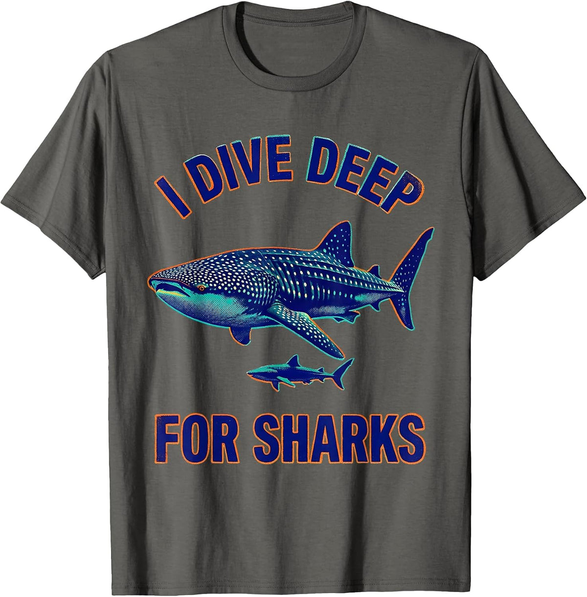 Men's I Dive Deep For Sharks Funny Whale Shark Ocean Animal Lover T-Shirt - Asphalt Grey