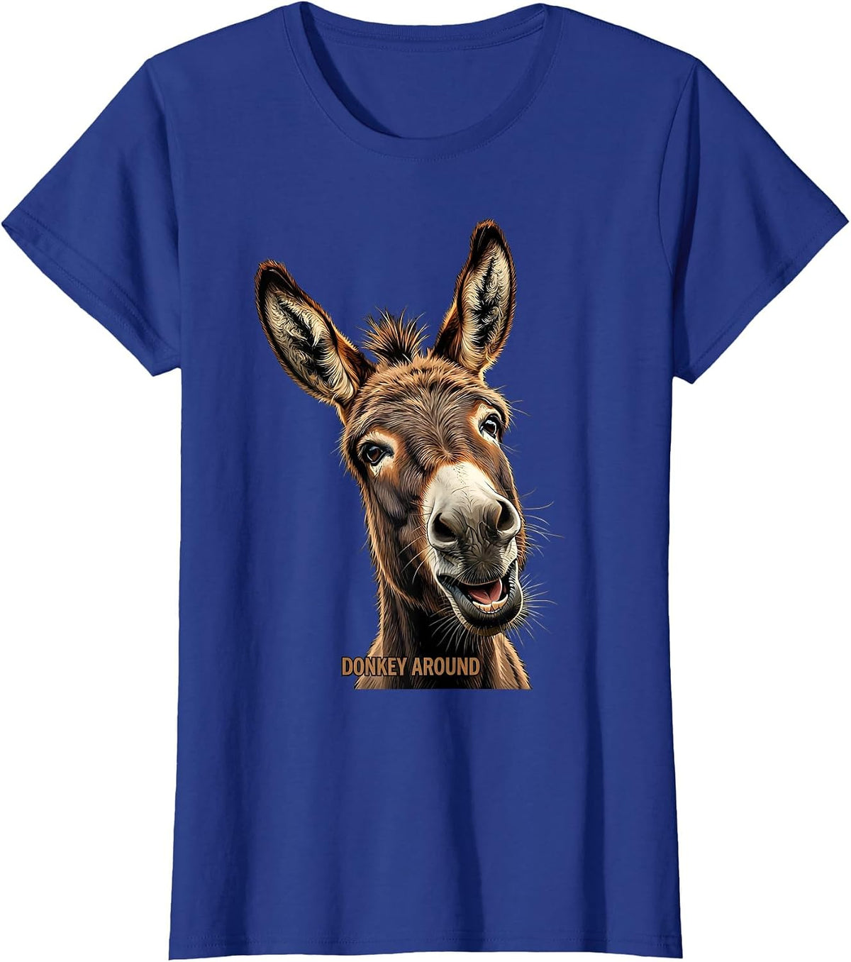Women's Donkey Around Funny Donkey Head Art Animal Lover Humor T-Shirt - Royal Blue