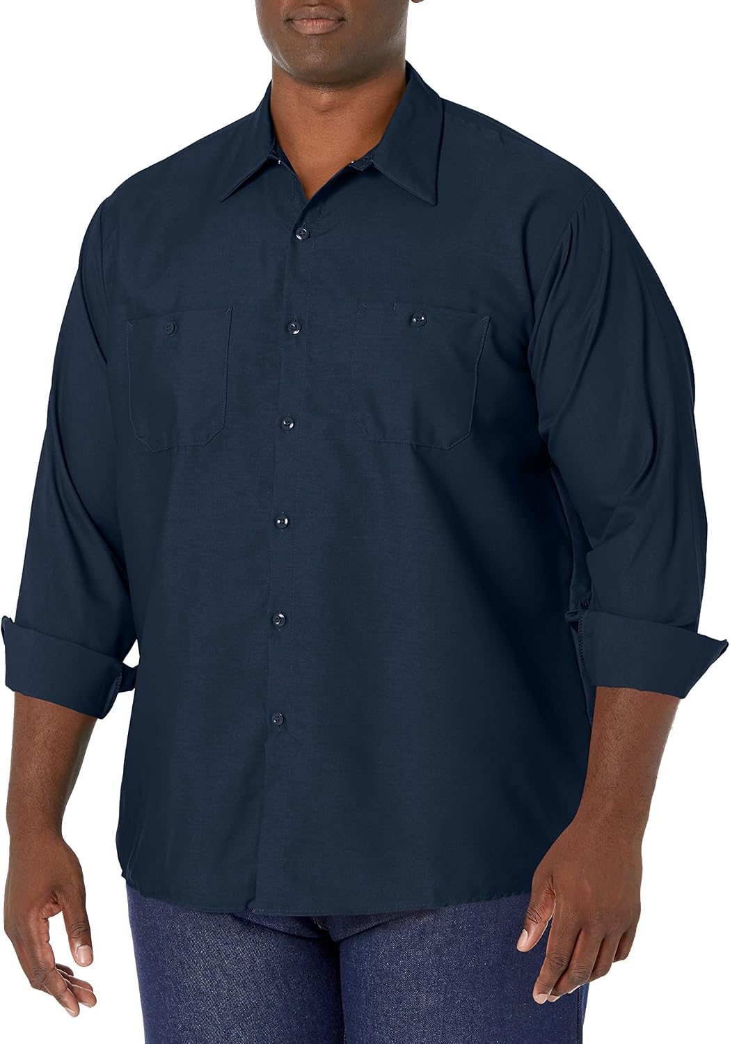 Red Kap Men's Long Sleeve Industrial Work Shirt | Moisture Wicking Button Up, Wrinkle Resistance Fights Fading & Stains -
