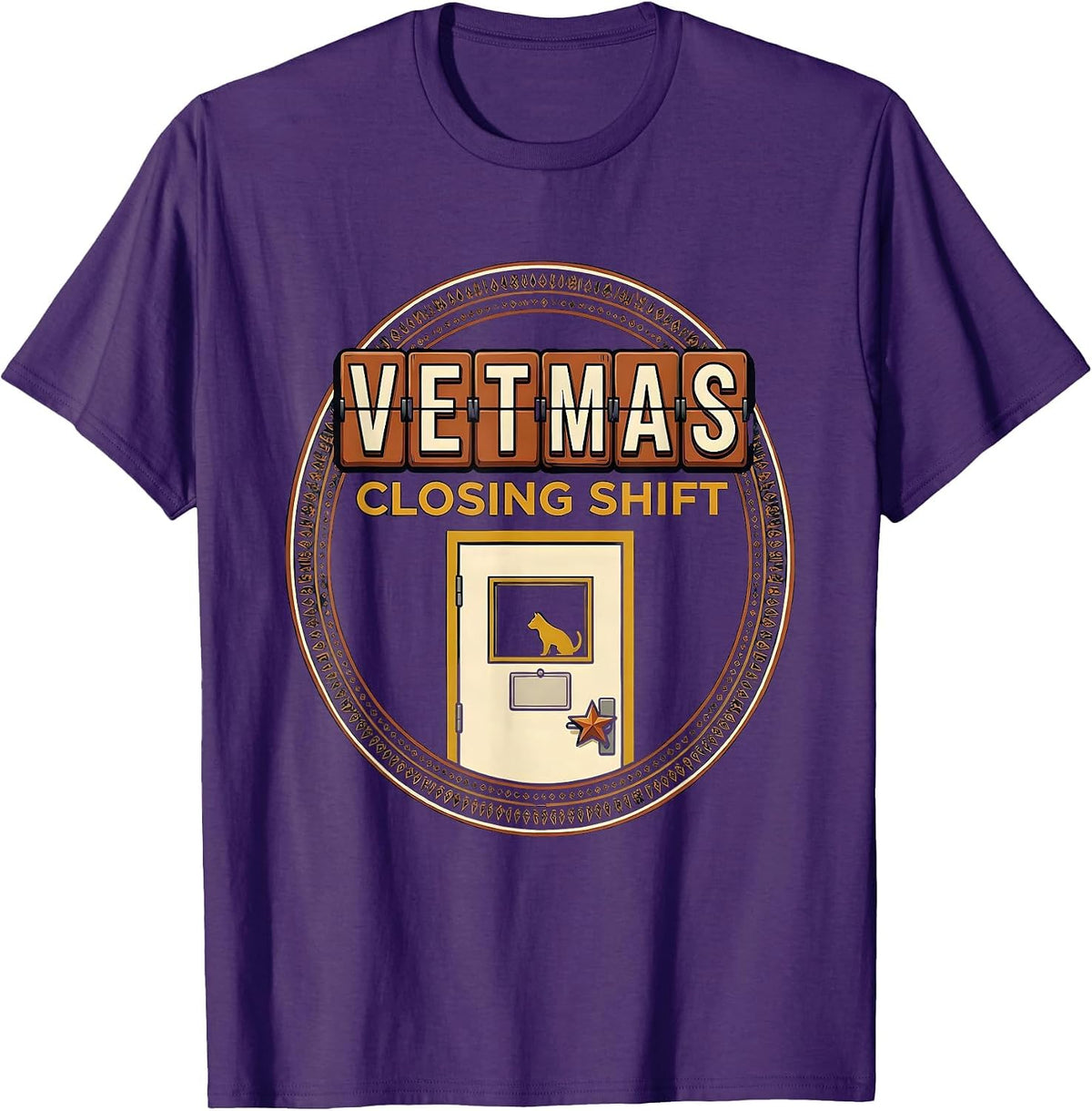 Vetmas Closing Shift Funny Vet Tech Christmas Veterinary T-Shirt - Purple